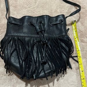 Fringe Leather Bucket Bag